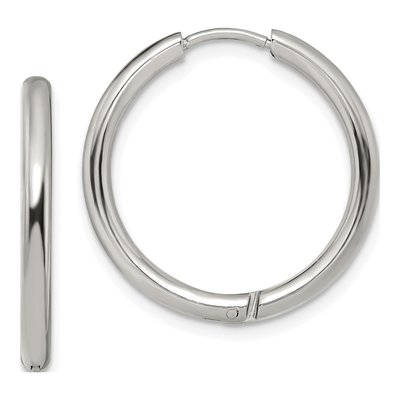 Stainless Steel 25mm Huggie Hoop Earrings