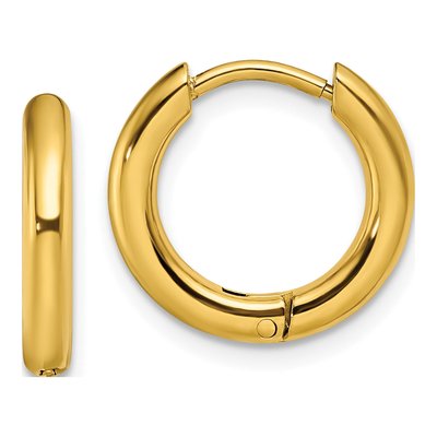 Stainless Steel 14mm IP Huggie Hoop Earrings