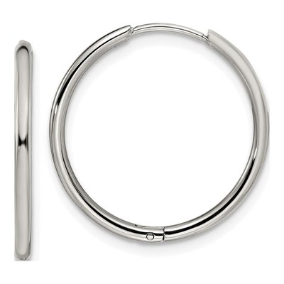 Stainless Steel 21mm Huggie Hoop Earrings
