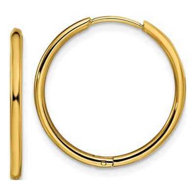 Stainless Steel 21mm IP Huggie Hoop Earrings