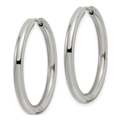 Stainless Steel 30mm Huggie Hoop Earrings – view 3