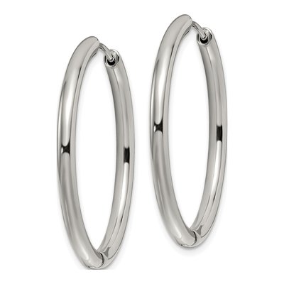 Stainless Steel 35mm Huggie Hoop Earrings – view 3