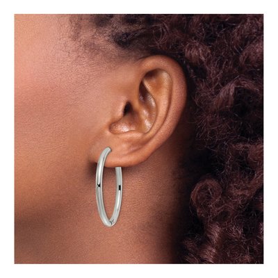 Stainless Steel 35mm Huggie Hoop Earrings – view 4