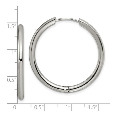 Stainless Steel 35mm Huggie Hoop Earrings – view 5
