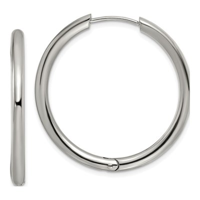 Stainless Steel 35mm Huggie Hoop Earrings