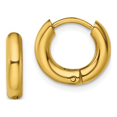 Stainless Steel 12mm IP Huggie Hoop Earrings