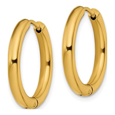 Chisel Steel Gold-Tone Hinged Hoop Earrings – view 3