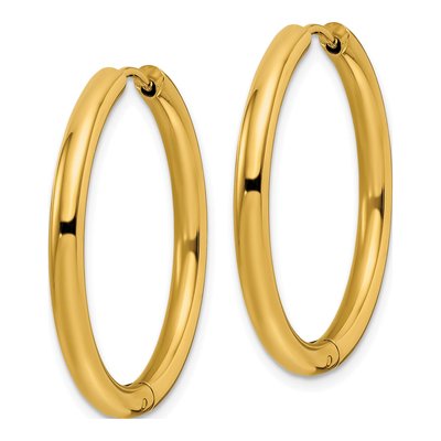 Stainless Steel 30mm IP Huggie Hoop Earrings – view 3
