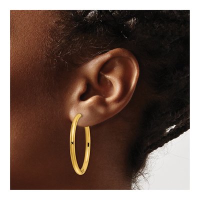 Stainless Steel 35mm Huggie Hoop Earrings – view 4