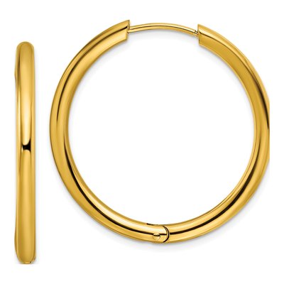 Stainless Steel 35mm Huggie Hoop Earrings
