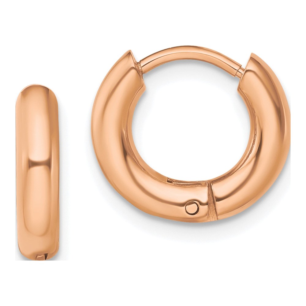 Chisel Rose IP Stainless Steel Hinged Hoop Earrings