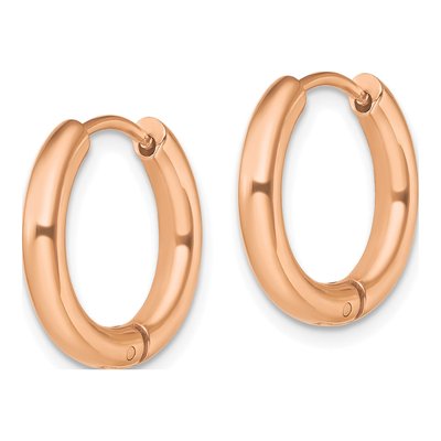 Chisel Rose IP-Plated Steel Hinged Hoop Earrings – view 3