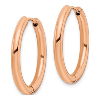 Chisel Rose IP Stainless Steel Hoop Earrings – view 3