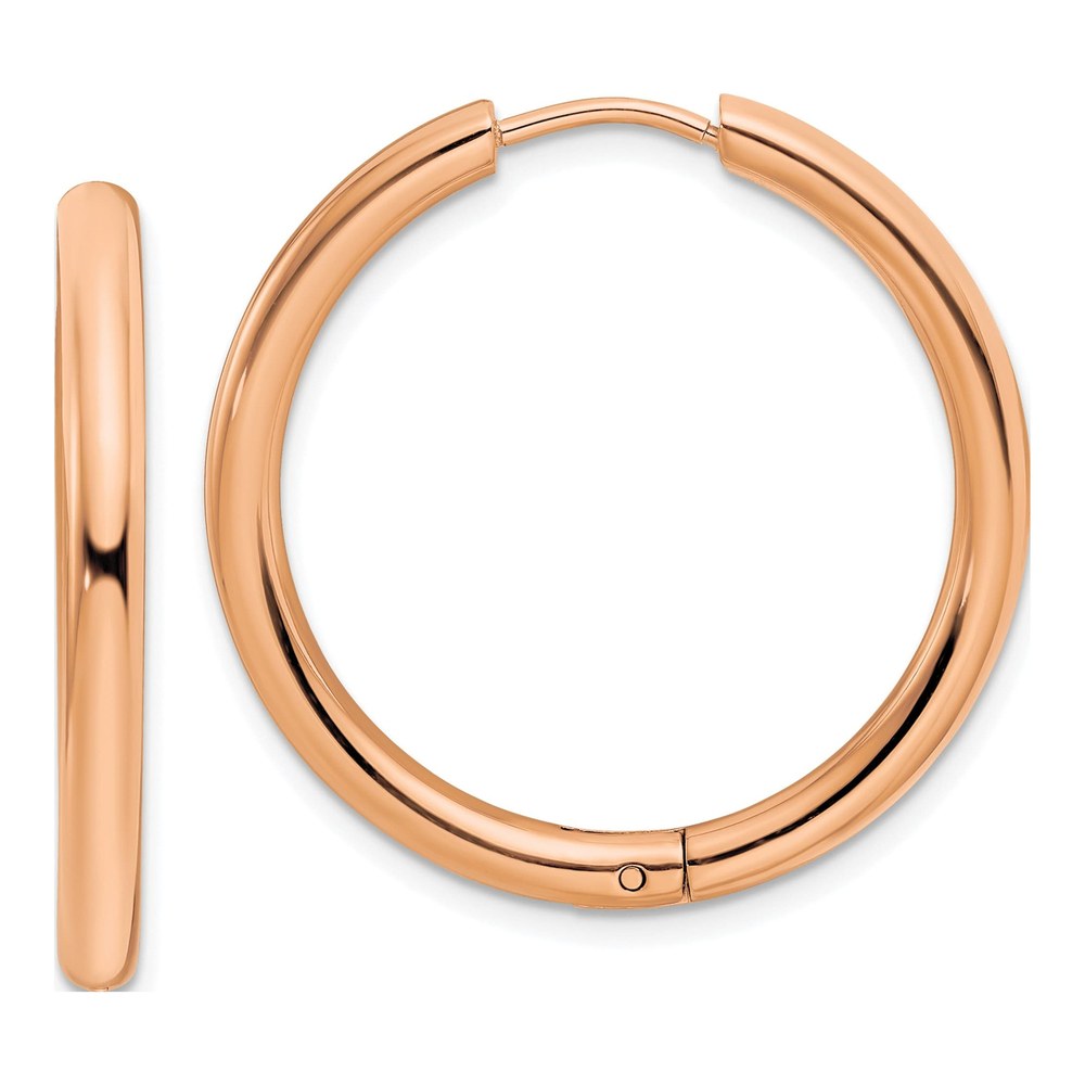 Chisel Rose IP Stainless Steel Hinged Hoop Earrings