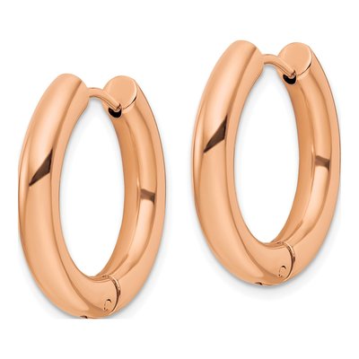 Chisel Rose IP Stainless Steel Hinged Hoop Earrings – view 3