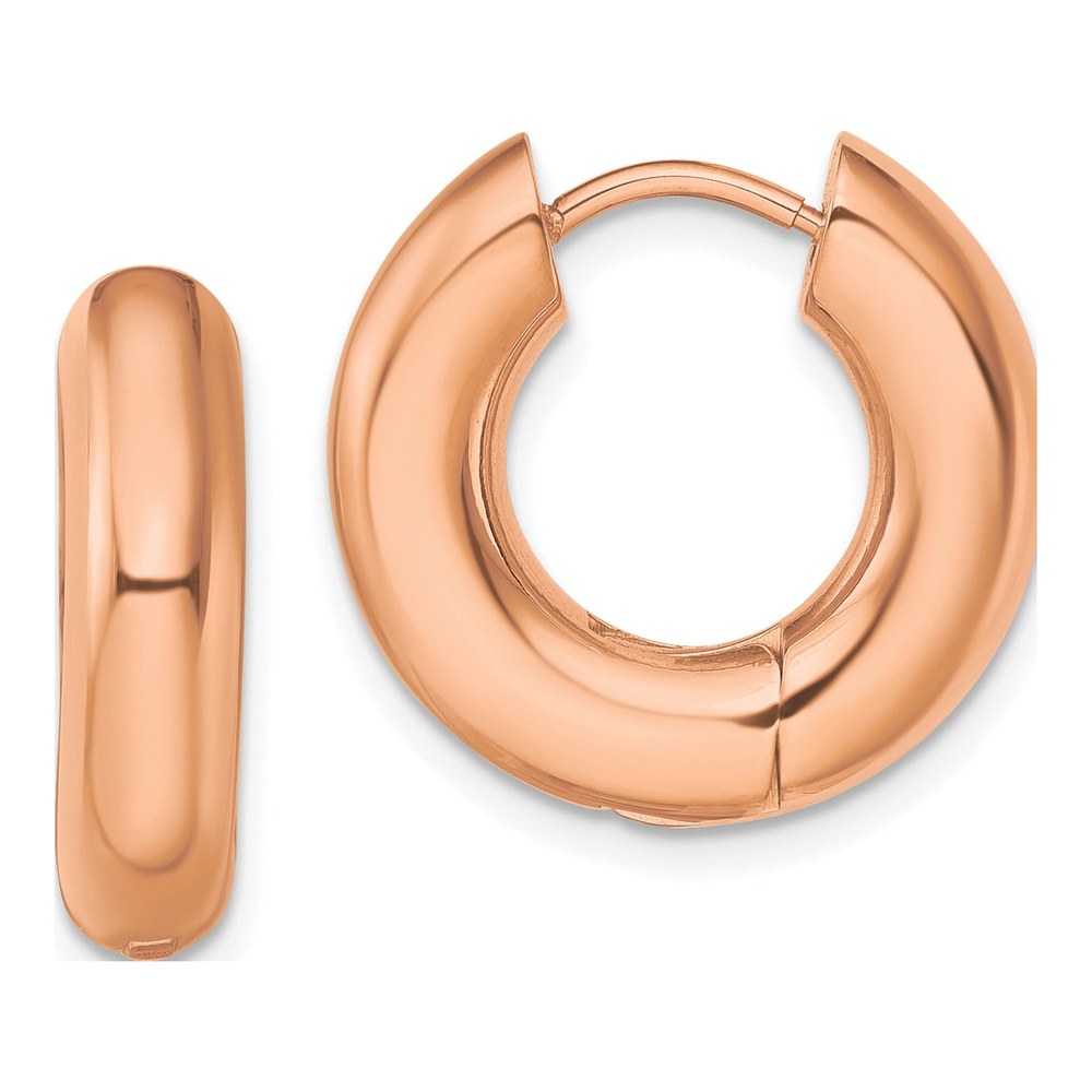 Chisel Rose IP Stainless Steel Hinged Hoop Earrings