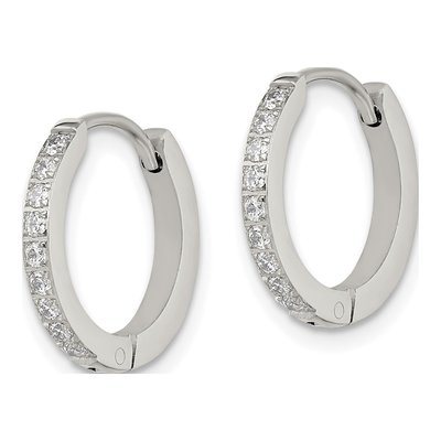 Stainless Steel 16mm Crystal Huggie Hoop Earrings – view 3
