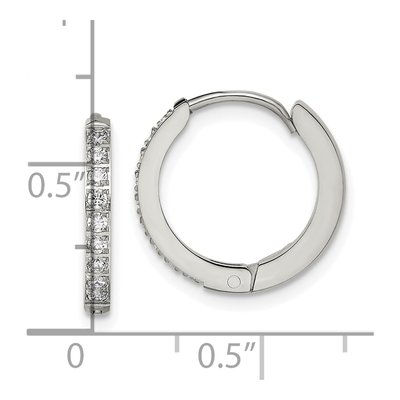 Stainless Steel 16mm Crystal Huggie Hoop Earrings – view 5