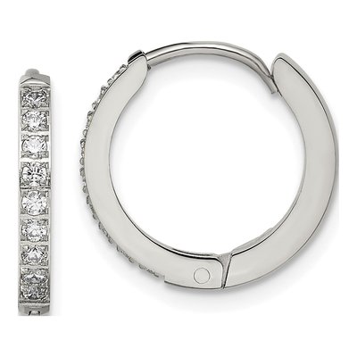 Stainless Steel 16mm Crystal Huggie Hoop Earrings
