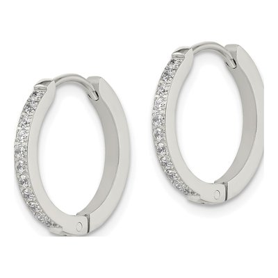 Stainless Steel 17mm Crystal Huggie Hoop Earrings – view 3