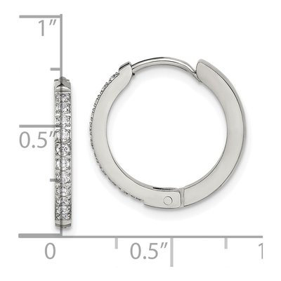 Stainless Steel 17mm Crystal Huggie Hoop Earrings – view 5
