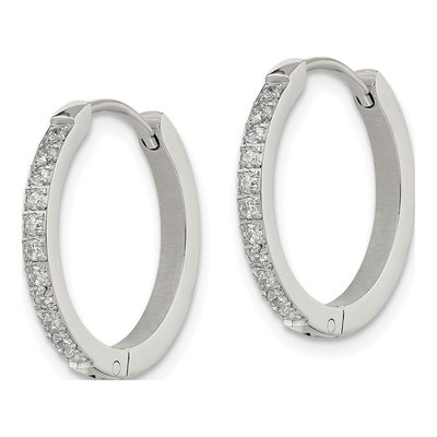 Stainless Steel 19mm Crystal Huggie Hoop Earrings – view 3
