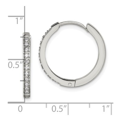 Stainless Steel 19mm Crystal Huggie Hoop Earrings – view 5