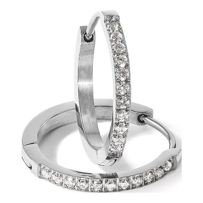 Stainless Steel 19mm Crystal Huggie Hoop Earrings – view 6