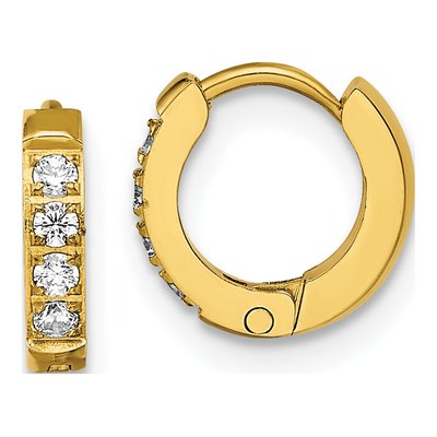 Stainless Steel 9.5mm Crystal IP Huggie Hoop Earrings