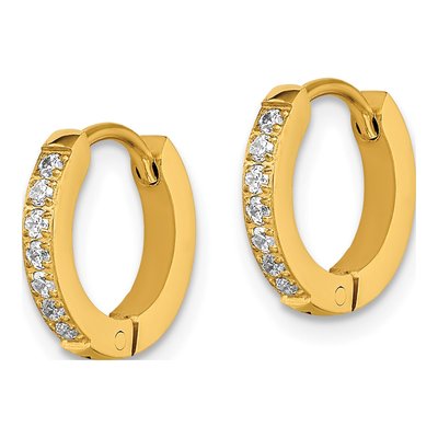 Stainless Steel 12mm Crystal Huggie Hoop Earrings – view 3