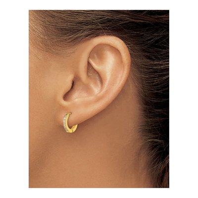 Stainless Steel 12mm Crystal Huggie Hoop Earrings – view 4