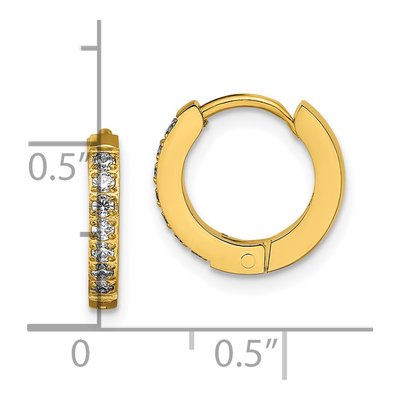 Stainless Steel 12mm Crystal Huggie Hoop Earrings – view 5