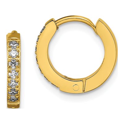 Stainless Steel 12mm Crystal Huggie Hoop Earrings