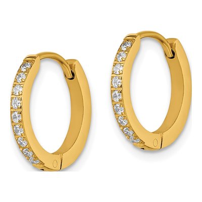 Stainless Steel 15mm Crystal IP Huggie Hoop Earrings – view 3