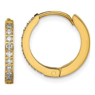 Stainless Steel 15mm Crystal IP Huggie Hoop Earrings