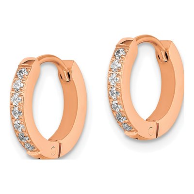 Stainless Steel 13mm Crystal Huggie Hoop Earrings – view 3