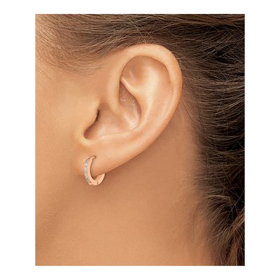 Stainless Steel 13mm Crystal Huggie Hoop Earrings – view 4