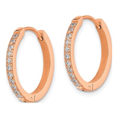 Stainless Steel 20mm Crystal IP Huggie Hoop Earrings – view 3