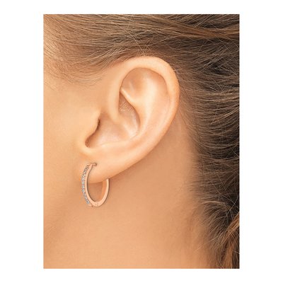 Stainless Steel 20mm Crystal IP Huggie Hoop Earrings – view 4