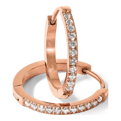 Stainless Steel 20mm Crystal IP Huggie Hoop Earrings – view 6