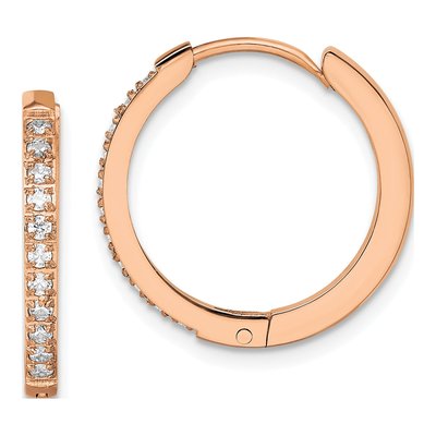 Stainless Steel 20mm Crystal IP Huggie Hoop Earrings