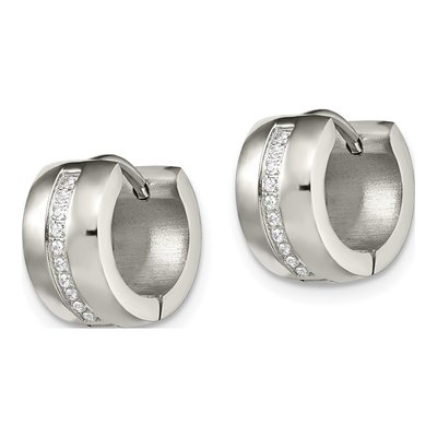 Stainless Steel 13mm Crystal Huggie Hoop Earrings – view 3