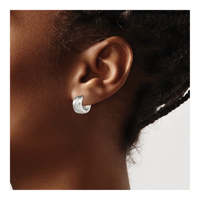 Stainless Steel 13mm Crystal Huggie Hoop Earrings – view 4