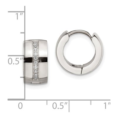 Stainless Steel 13mm Crystal Huggie Hoop Earrings – view 5