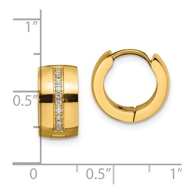 Stainless Steel 13mm Crystal Huggie Hoop Earrings – view 5