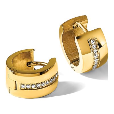 Stainless Steel 13mm Crystal Huggie Hoop Earrings – view 6