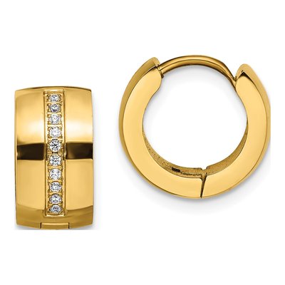 Stainless Steel 13mm Crystal Huggie Hoop Earrings