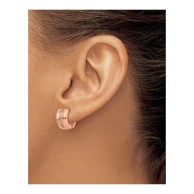 Stainless Steel 13mm Crystal IP Huggie Hoop Earrings – view 4
