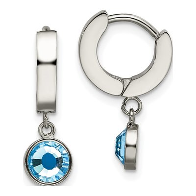 Stainless Steel 10mm Crystal Huggie Hoop Earrings