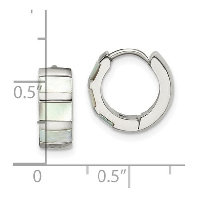Stainless Steel 12mm Simulated Pearl Huggie Hoop Earrings – view 5